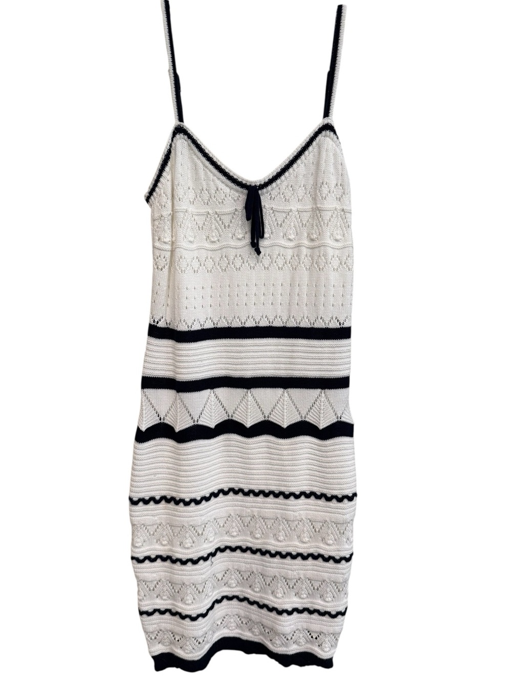 Navy & Cream Knit Spaghetti-Strap Dress
